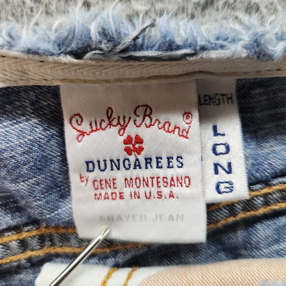 Women's Size 14 Lucky Brand Jeans Dungarees Bootcut Frayed Relaxed Classic Denim - Picture 9 of 11
